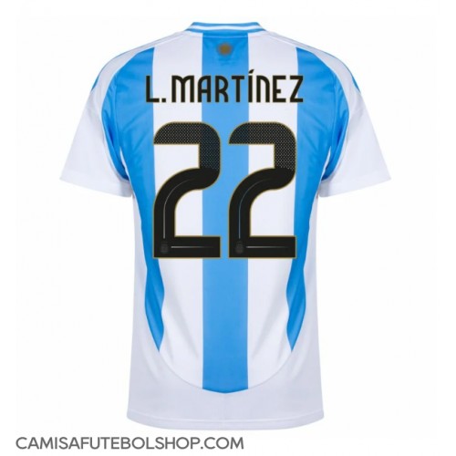 Camisa de time de futebol Argentina Lautaro Martinez #22 Replicas 1º Equipamento Copa America 2024 Manga Curta